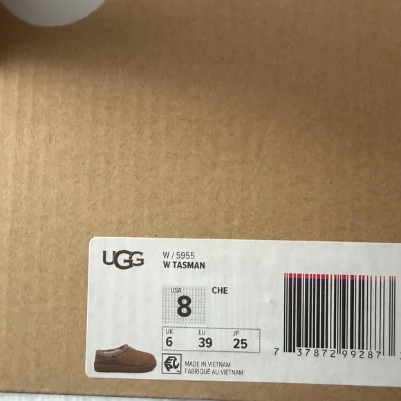 New UGG Women’s Chestnut Tasman Slippers with Patterned Trim Size 8 - Picture 5 of 7